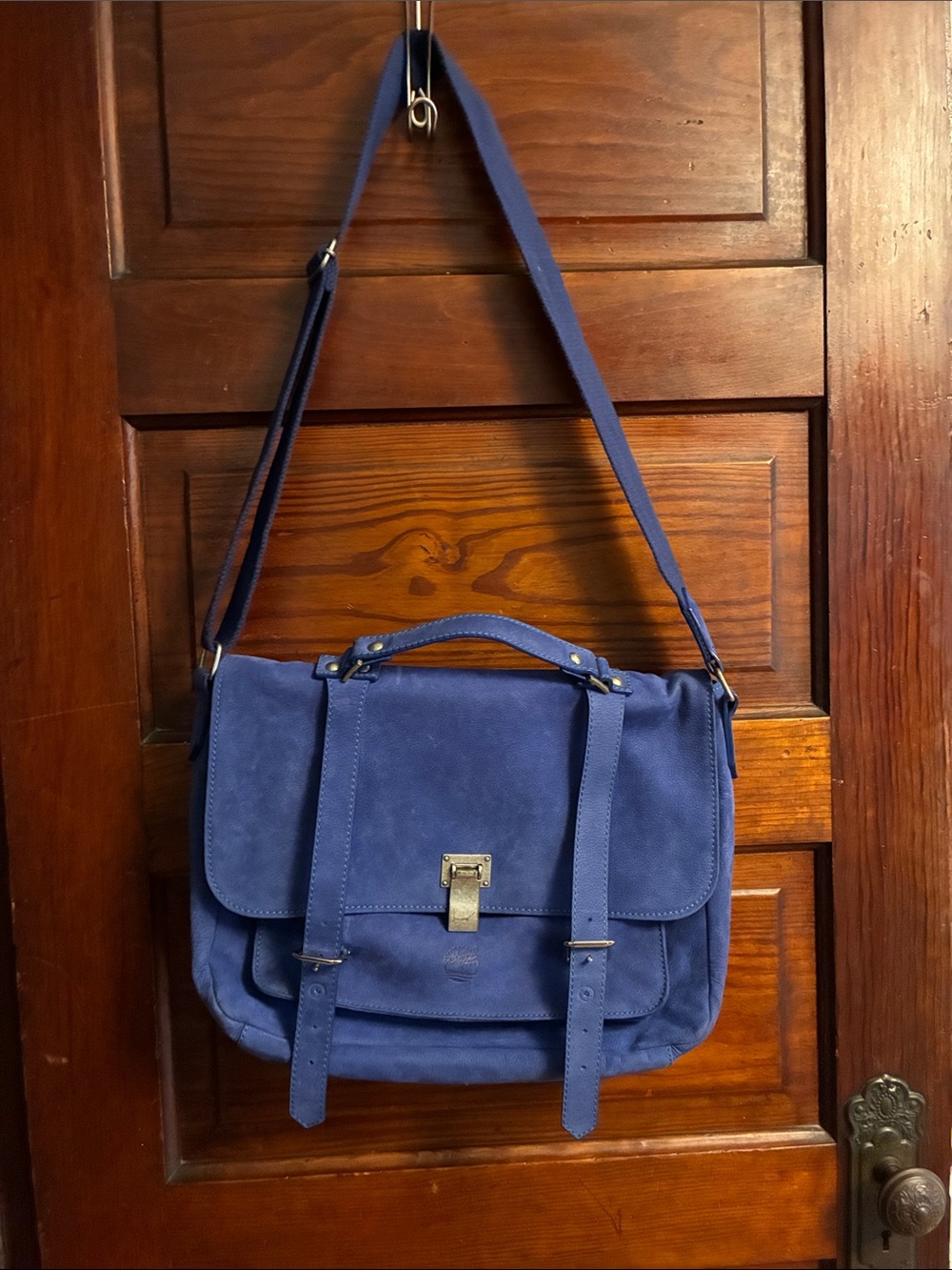 Blue suede Timberland Messenger bag